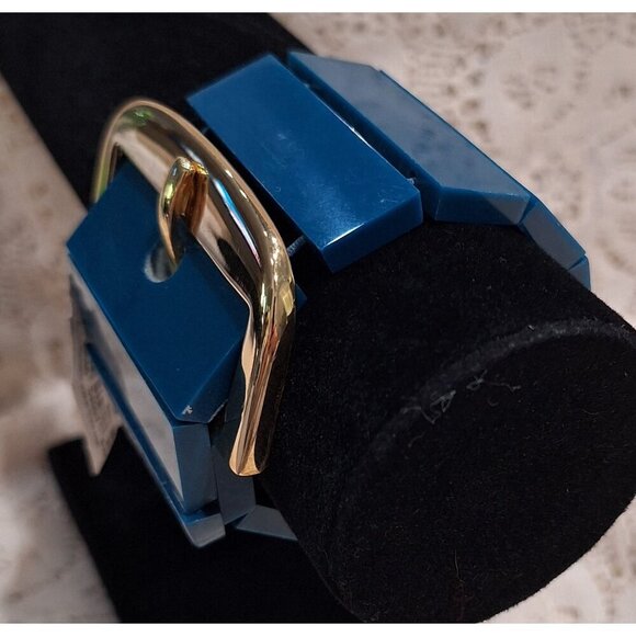 NEW-Kate Spade New York Blue Resin Bracelet With Gold Buckle Accent - Picture 6 of 8